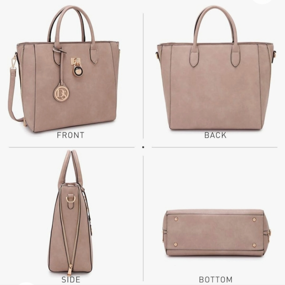 New Beige Nude Office School Laptop Computer Crossbody Handbag Purse Bag - Picture 4 of 14